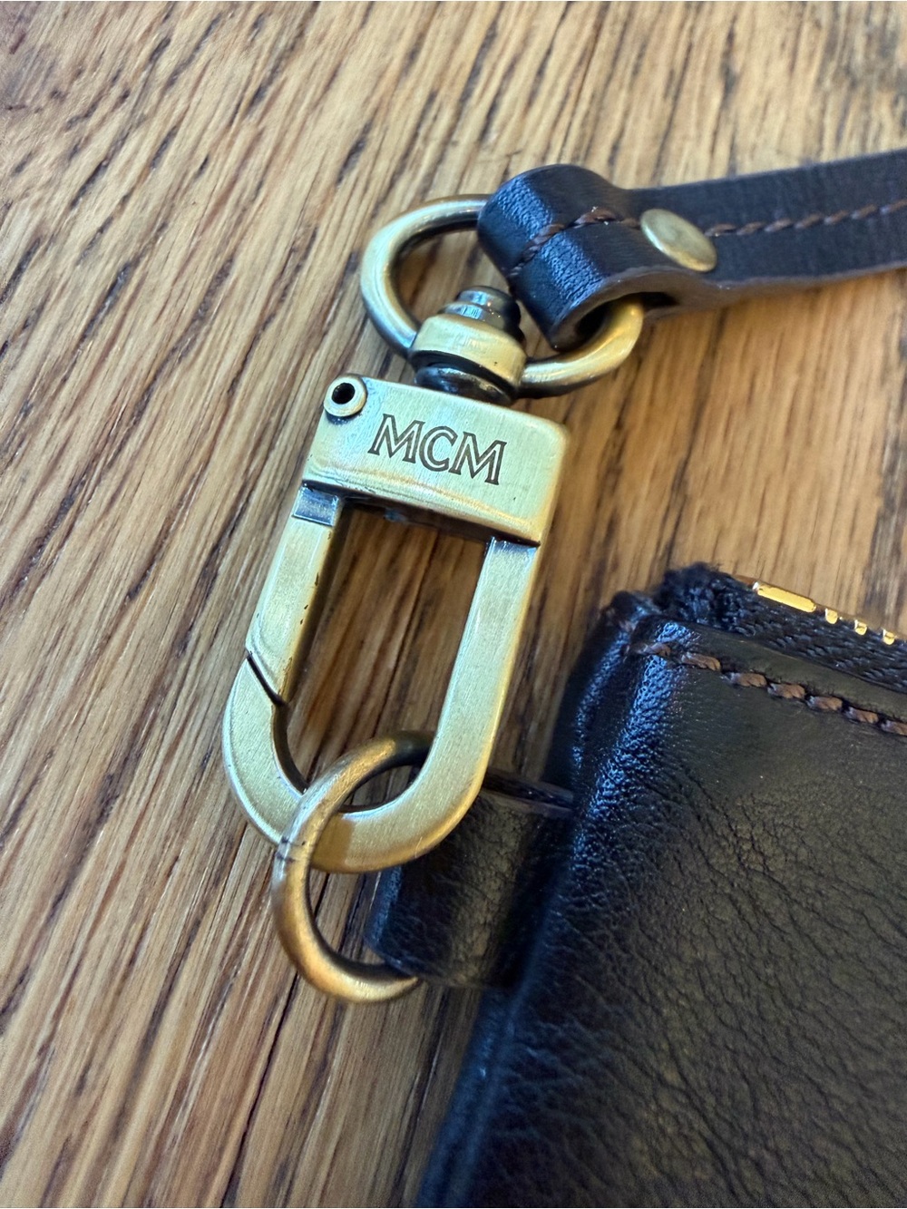 MCM Black Leather Keychain Coin Pouch - Picture 3 of 8